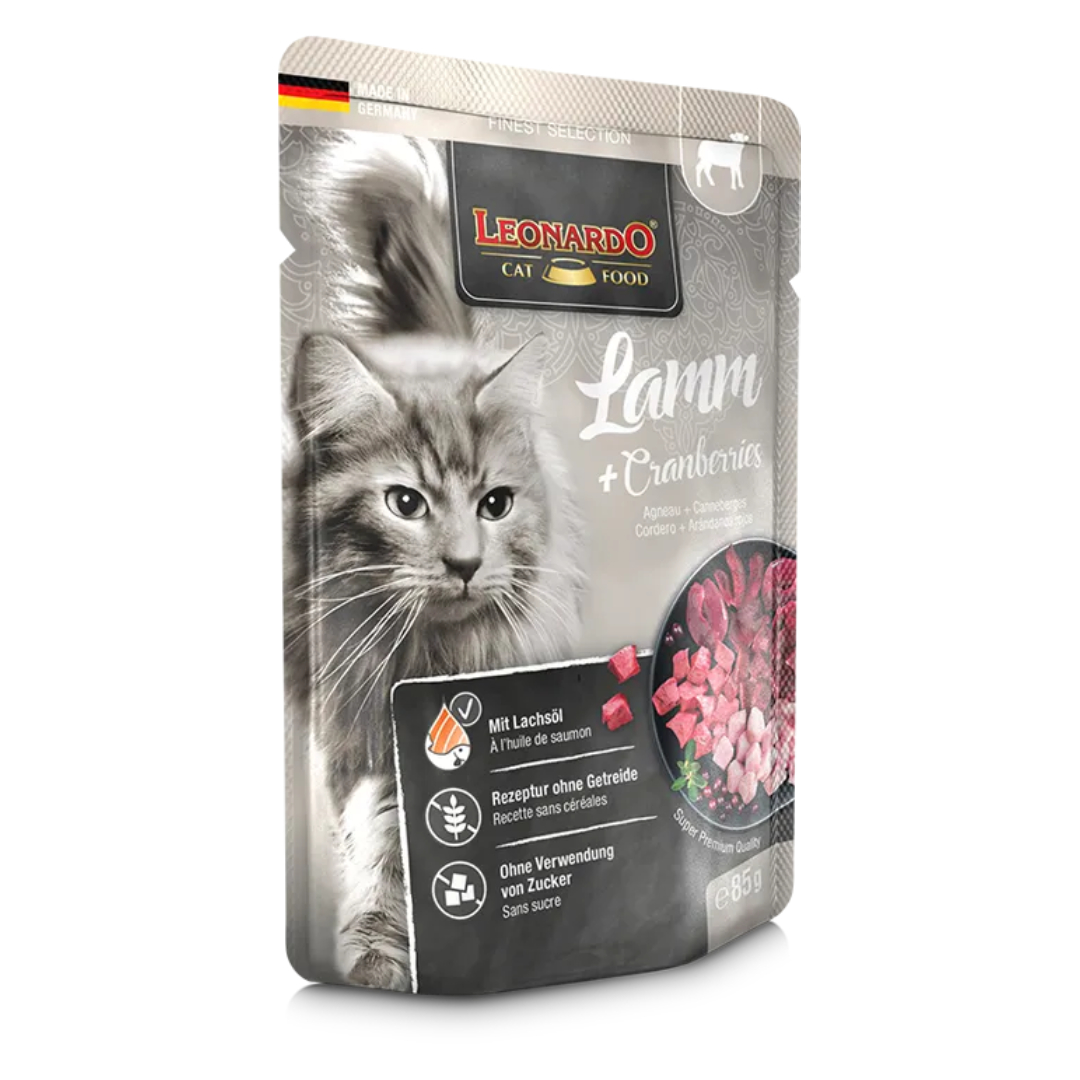 Leonardo húmedo cordero + arandonos rojos 85gr
